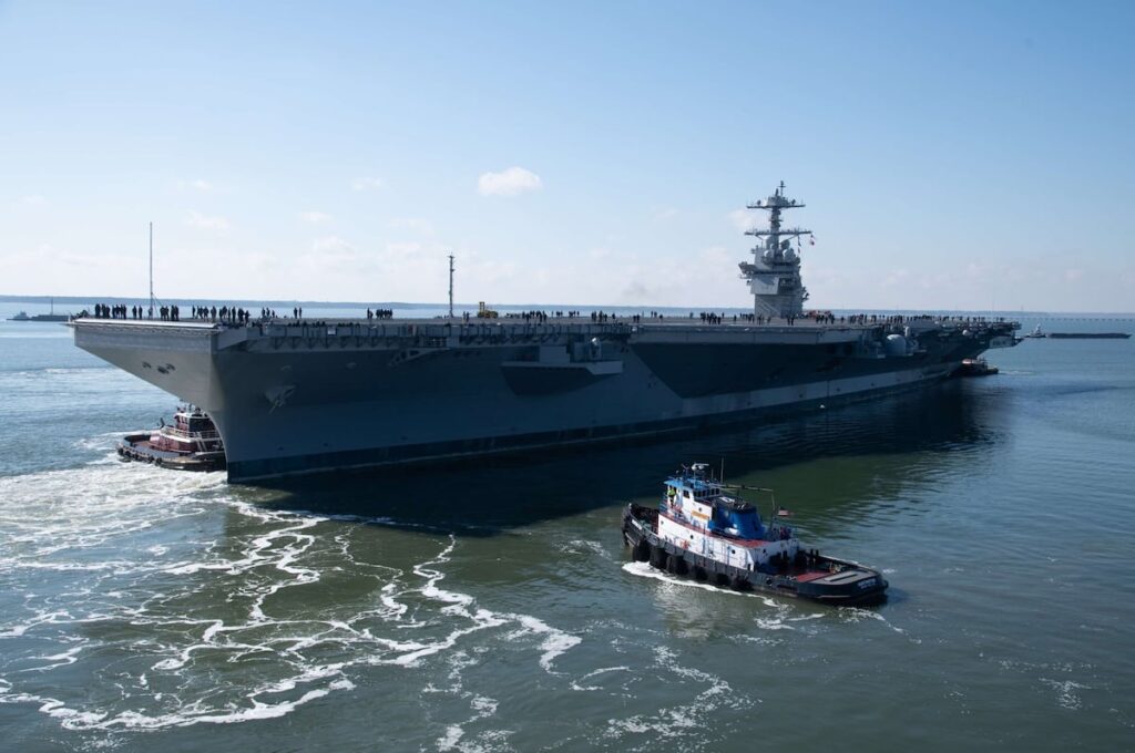 Newest Ford-class carrier USS John F. Kennedy heads to sea for testing