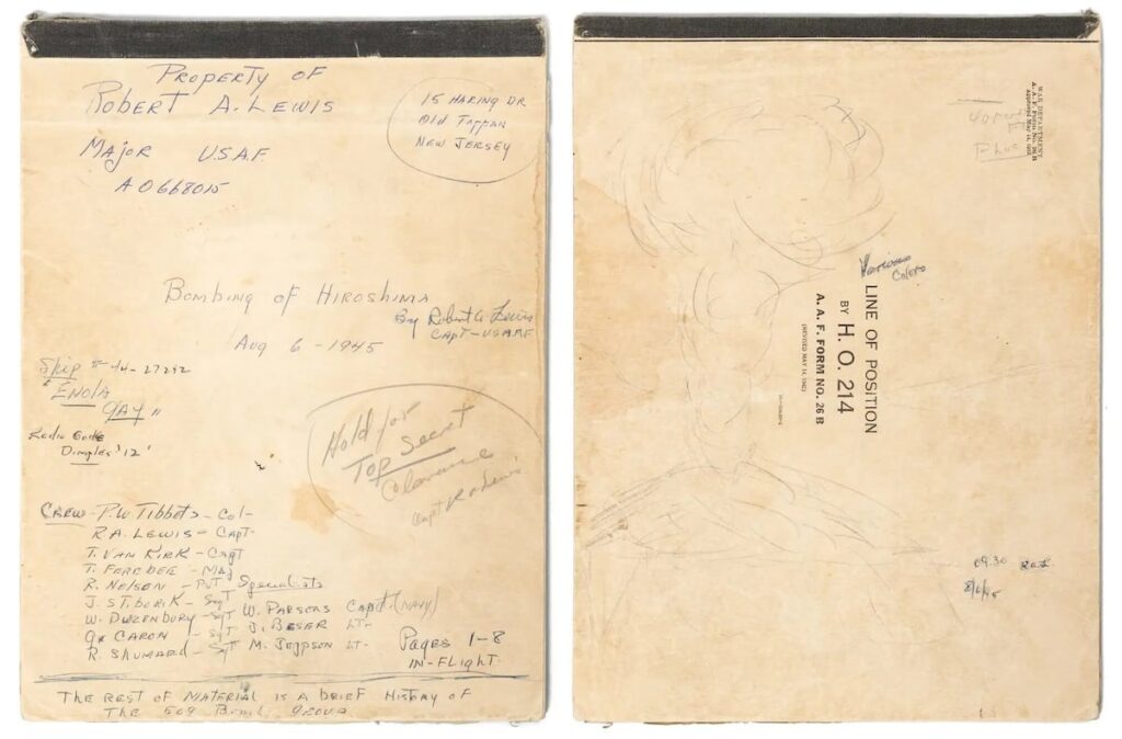 ‘My God what have we done’: Enola Gay pilot’s combat notebook is for sale