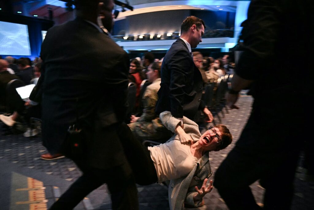 ‘You’re a coward’: Protesters heckle Hegseth during AUSA panel